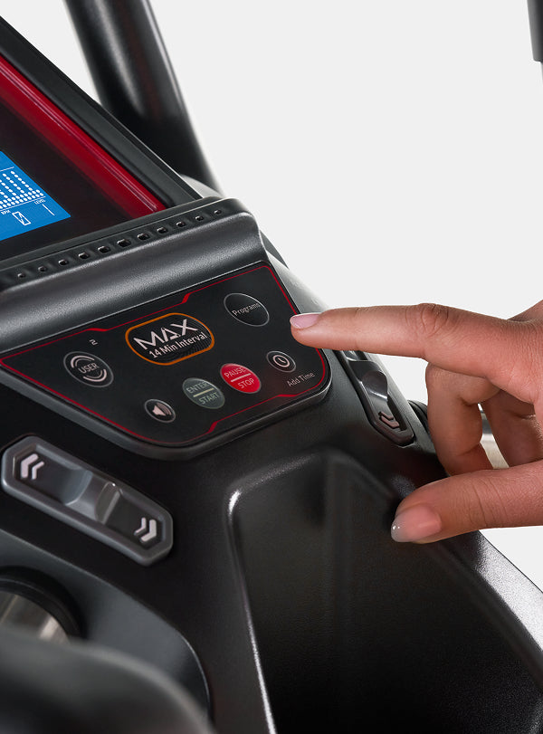 14 minute interval button on the BowFlex Max Trainer M6.