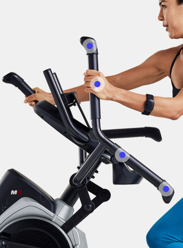 4 grip handlebars on the BowFlex Max Trainer M6.