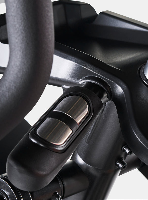 Close-up of a BowFlex Max Trainer 16 HR handlebar.