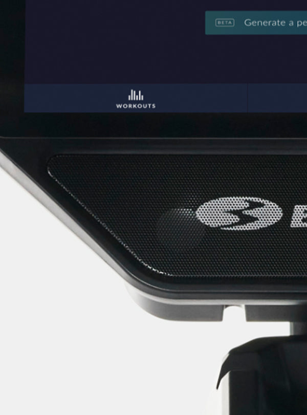 A close up of a BowFlex Max Total 16's speakers.