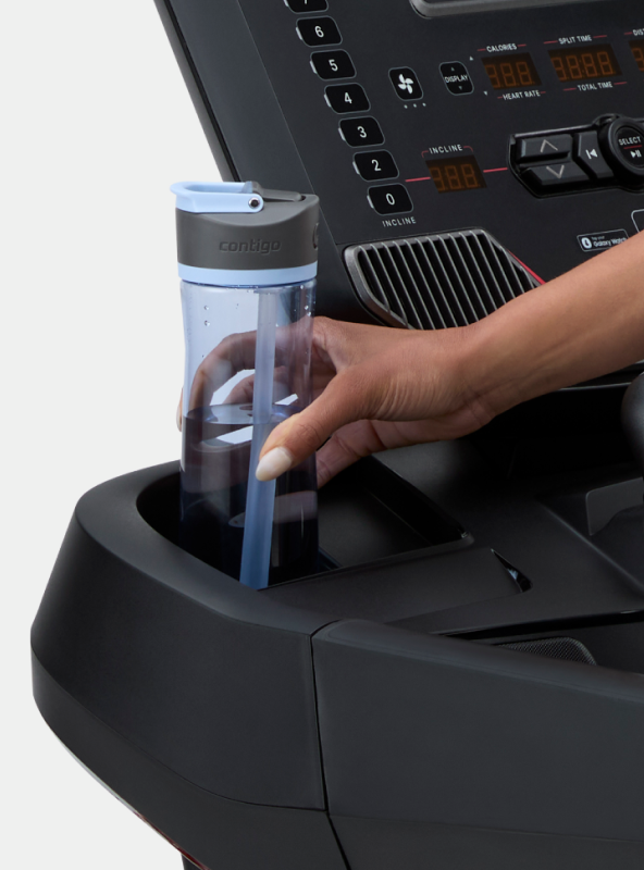 Water bottle holder on the BowFlex T9 Treadmill.