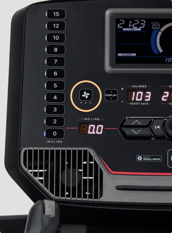 Built in fan on the BowFlex T9 Treadmill.