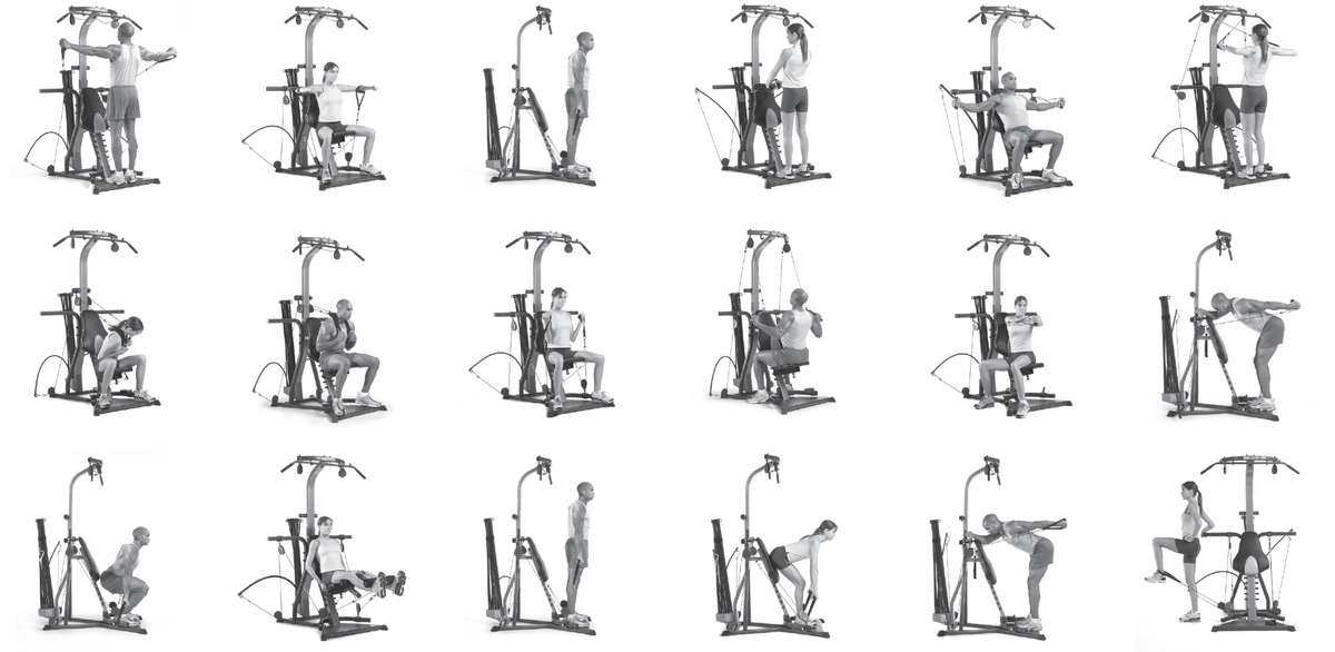 Graphic showing some of the over 70 workouts you can do with the BowFlex Xtreme 2 SE.