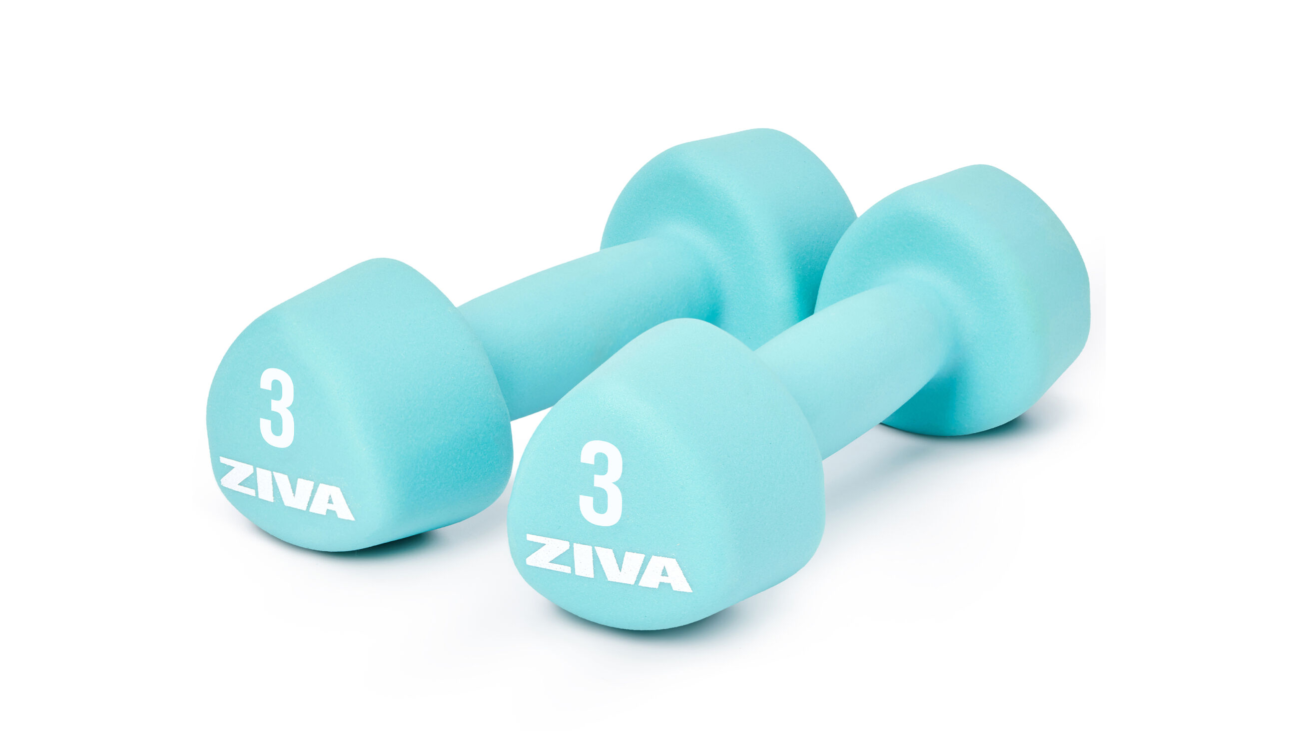 ZIVA Neoprene Tribell Dumbbells &ndash; Turquoise &ndash; 3 lbs, Pair - default view