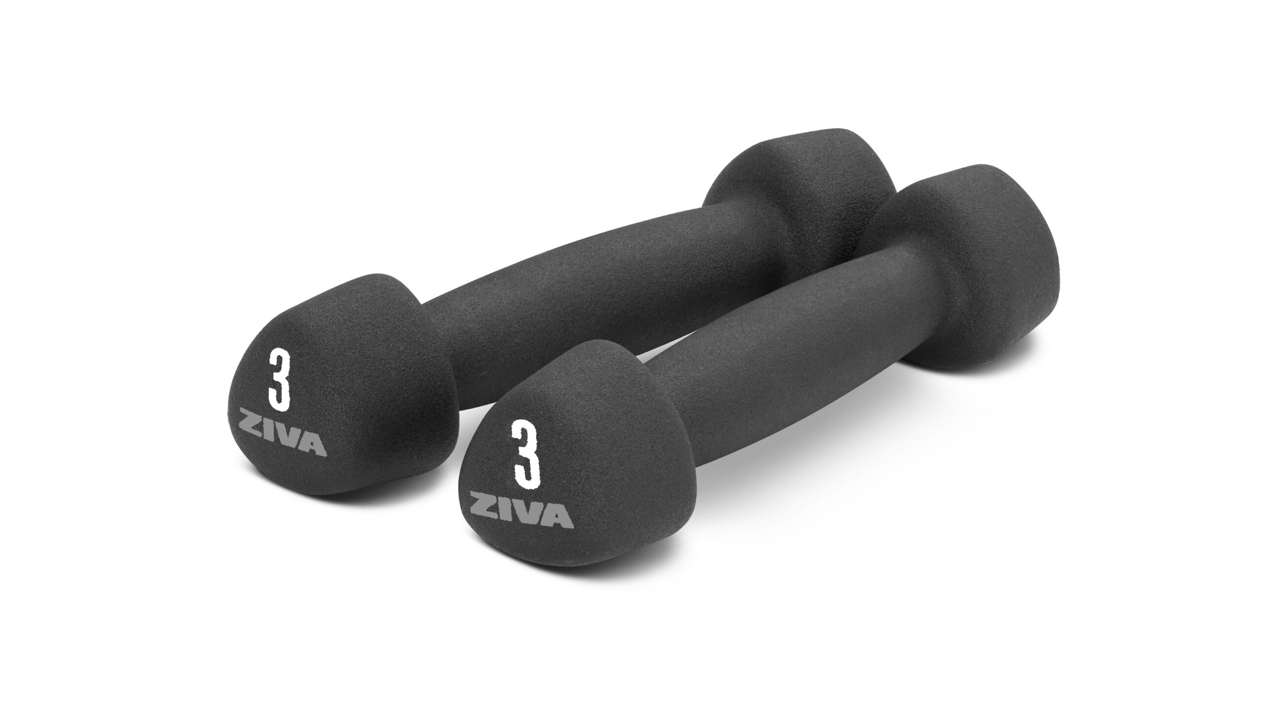 ZIVA Neoprene Tribell Dumbbells &ndash; Black &ndash; 3 lbs, Pair - default view