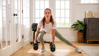 Dumbbell lunges--thumbnail