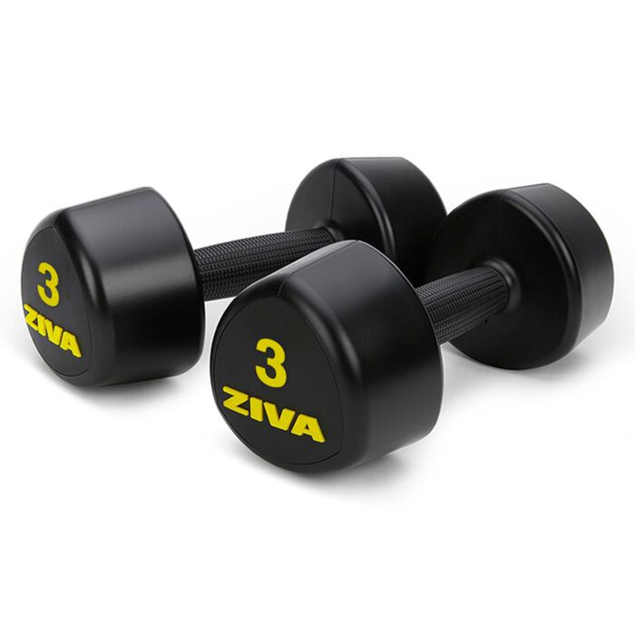 ZIVA Urethane Tribell Dumbbells &ndash; 3 lbs, Pair