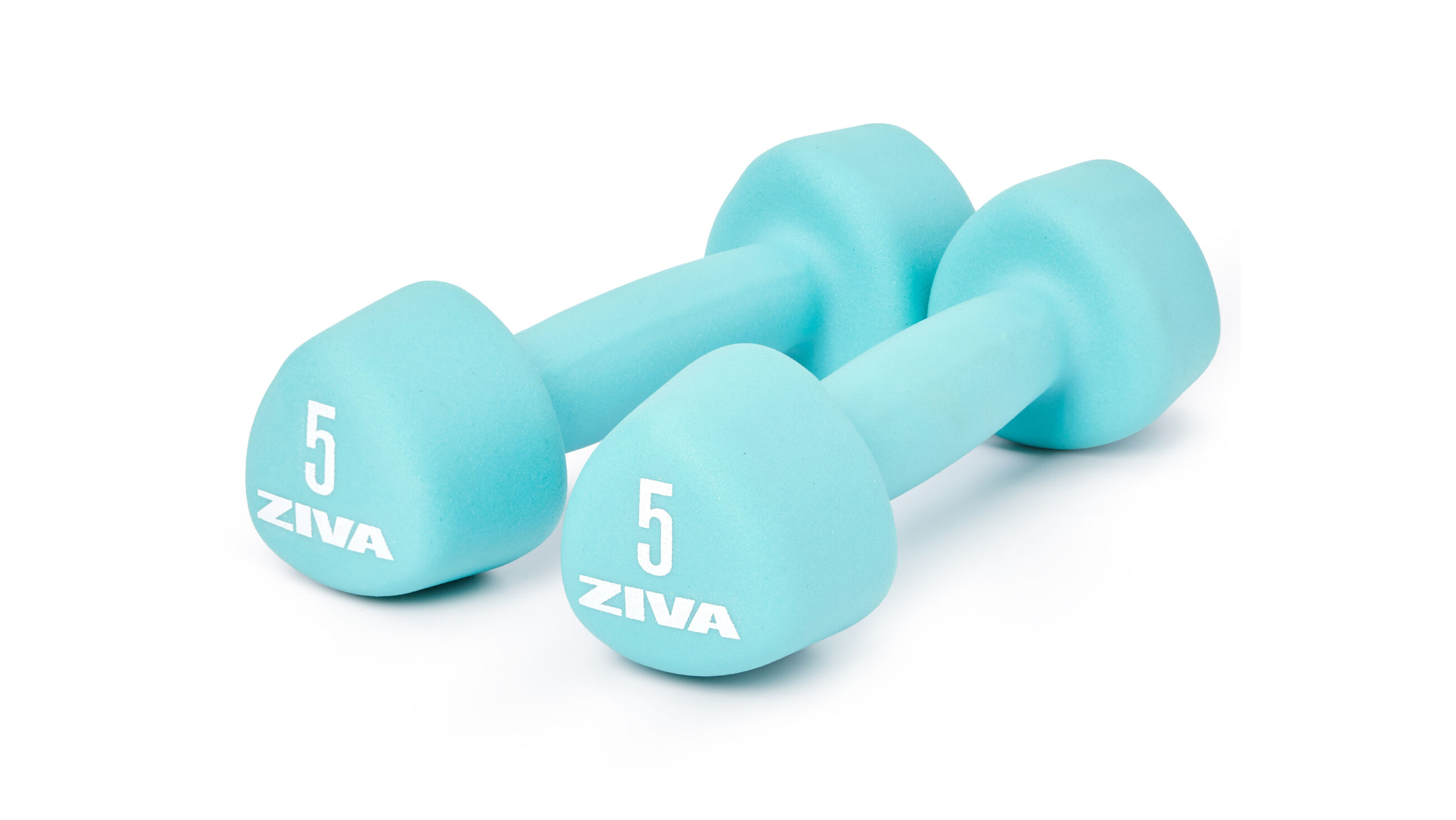 ZIVA Neoprene Tribell Dumbbells &ndash; Turquoise &ndash; 5 lbs, Pair - default view