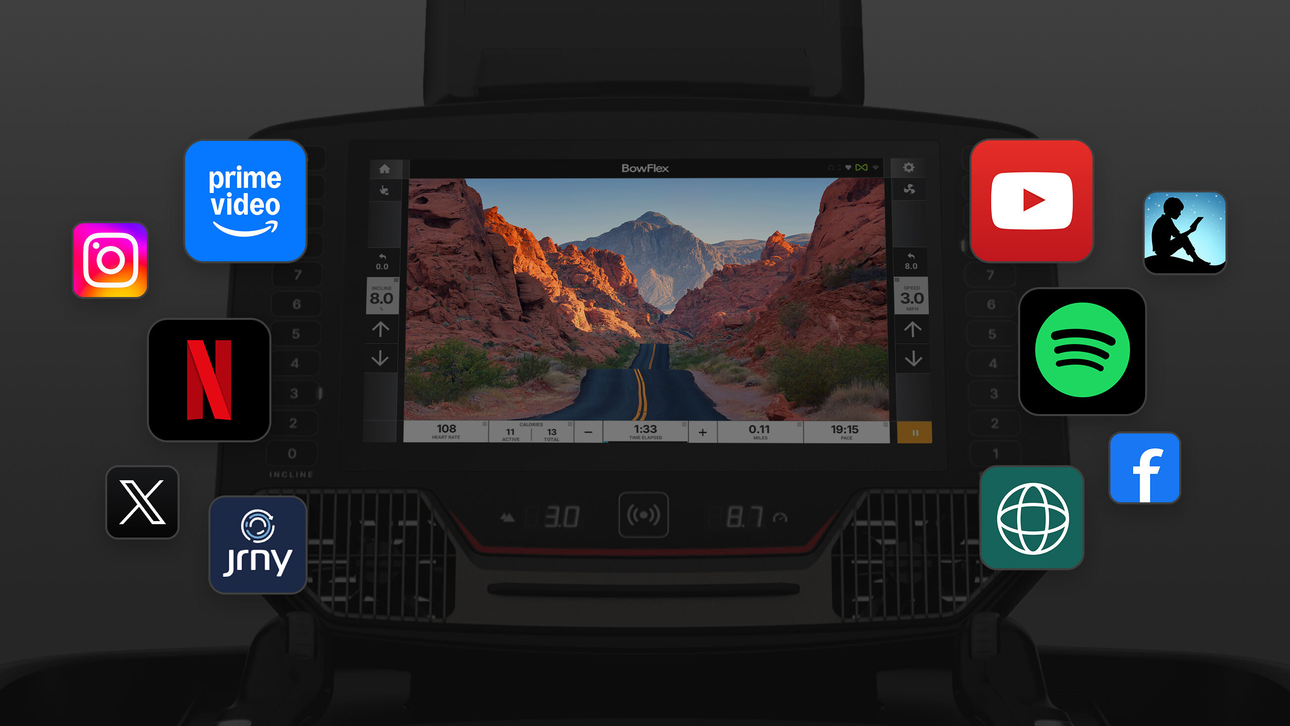 T16 Treadmill Screen Connectivity Options - default view