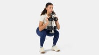BowFlex Results Series 90 SelectTech Dumbbells - woman doing a squat with dumbbell--thumbnail