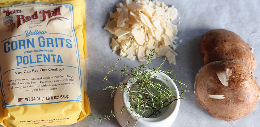 Polenta, parmesan, mushrooms, and thyme.