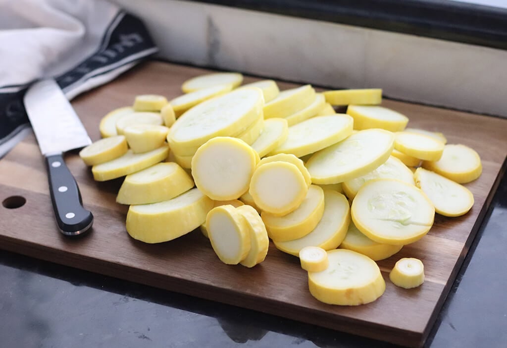 raw squash cut into rounds