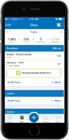 TreadClimber App - Track nutritional data