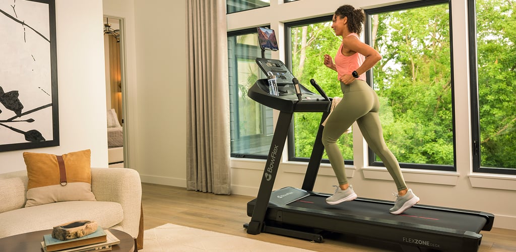 woman running on a t6 treadmill