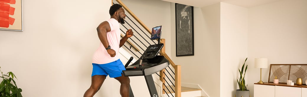 man running on the bowflex treadmill