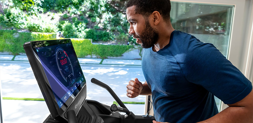 A man running on a treadmill.