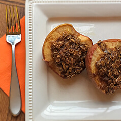 Closeup of Baked Apple Halloween Treat