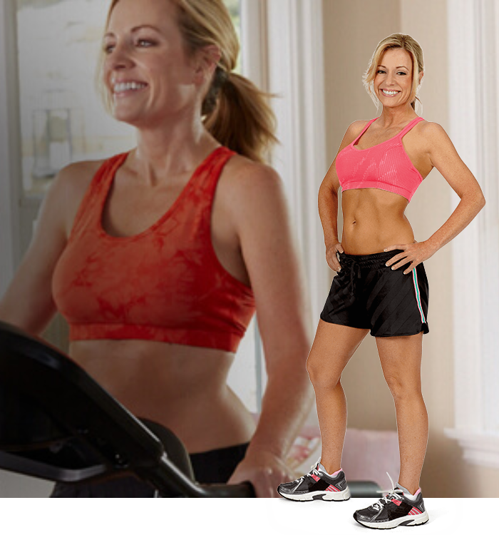 Shelly working out on a TreadClimber