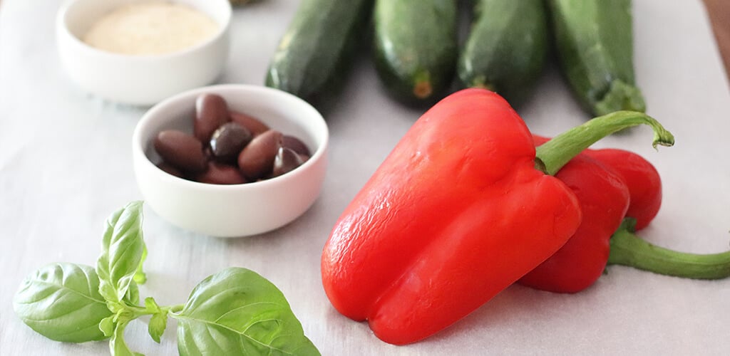 Ingredients for Greek stuffed zucchini.