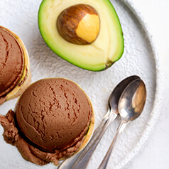 Closeup image of avocado ice cream.