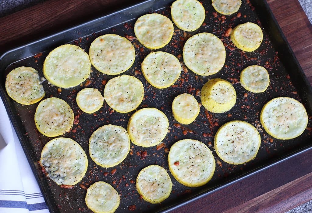 oven roasted squash on a baking sheet