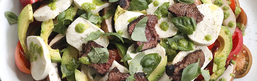 Prepared steak salad.