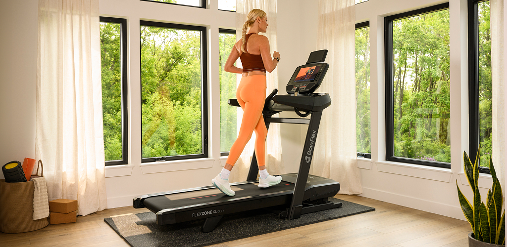 woman running on bowflex t16 treadmill
