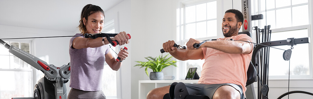People working out on the best home gyms from Bowflex.