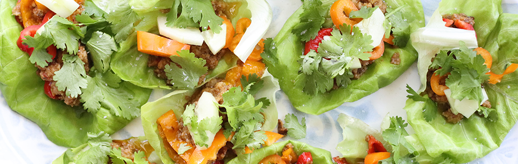 Thai Turkey Lettuce Wraps on a plate.