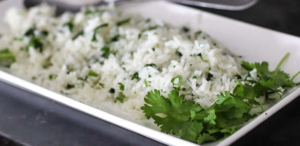 A plate of cilantro rice.