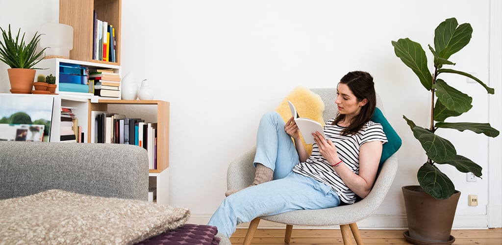 A woman reading.