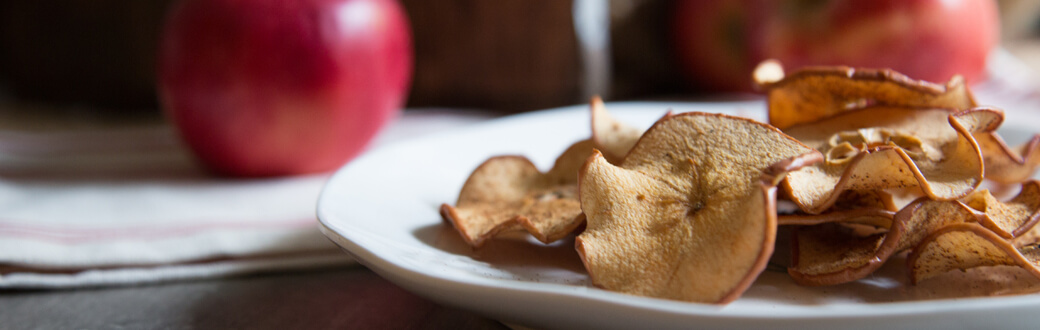 A plate of baked apple chips.