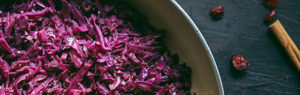 Braised cranberry and cabbage.