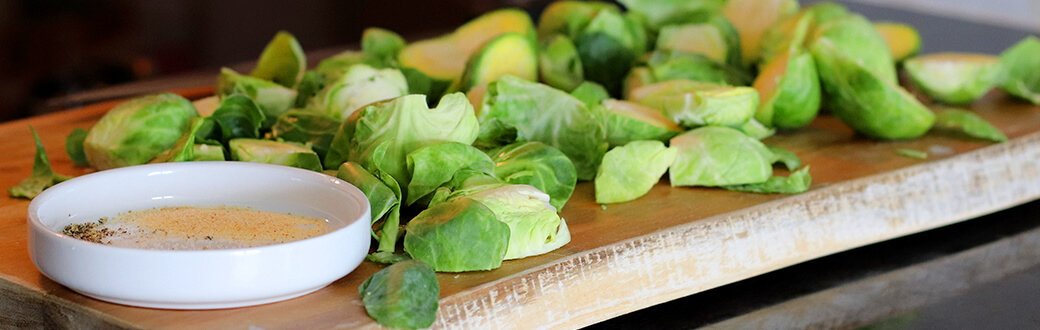 Brussels sprouts on cutting board