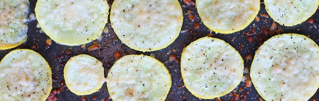 Oven roasted squash on a baking sheet