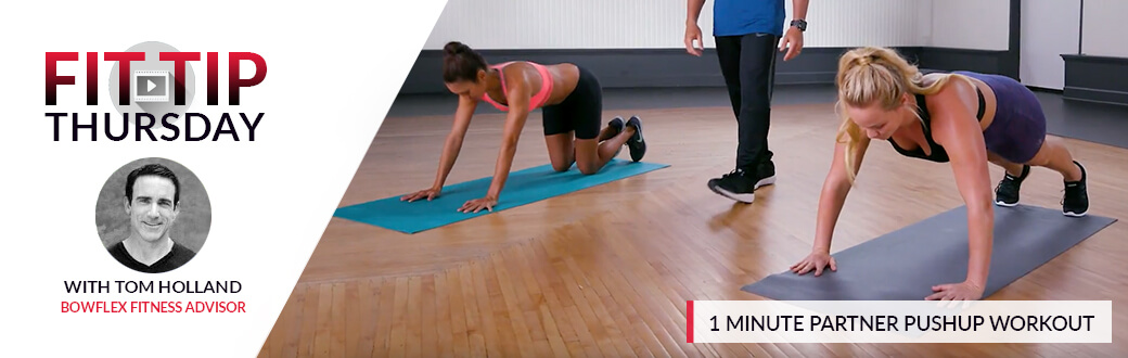 Fit Tip Thursday. Two women performing push ups. Partner Push up Workout