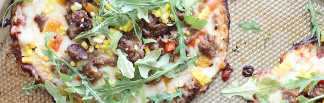 Gluten-Free cauliflower crust Italian sausage pizza