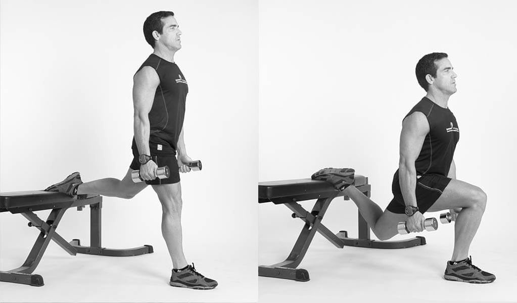 Tom Holland performing a dumbbell split squat