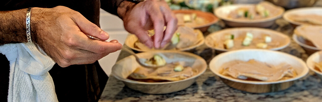 A person making a tostada