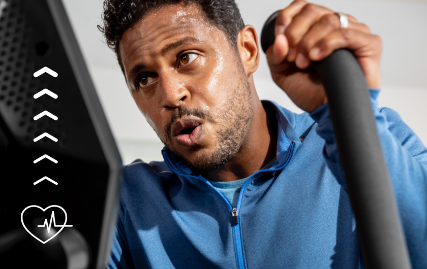 A man using the M9 for high intensity interval training.