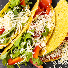 Close up of tempeh tacos.