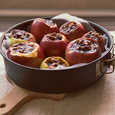 Baked apples in a spring foil pan.