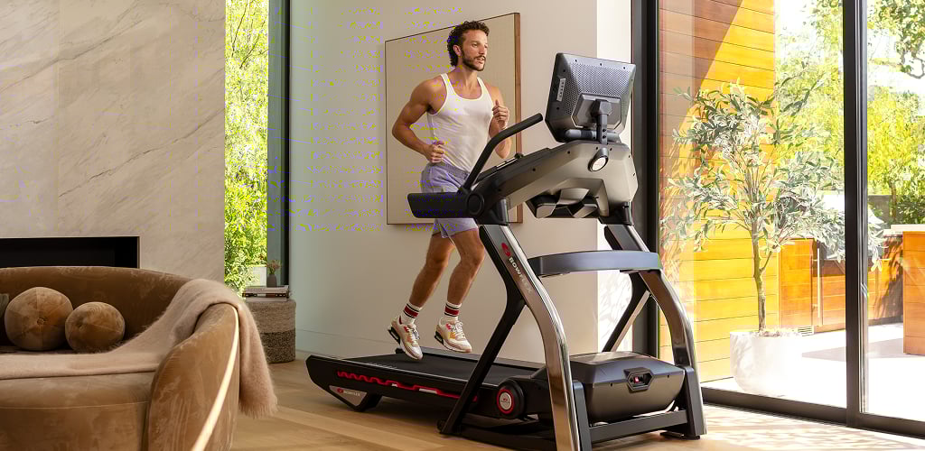 man running on a t22 treadmill