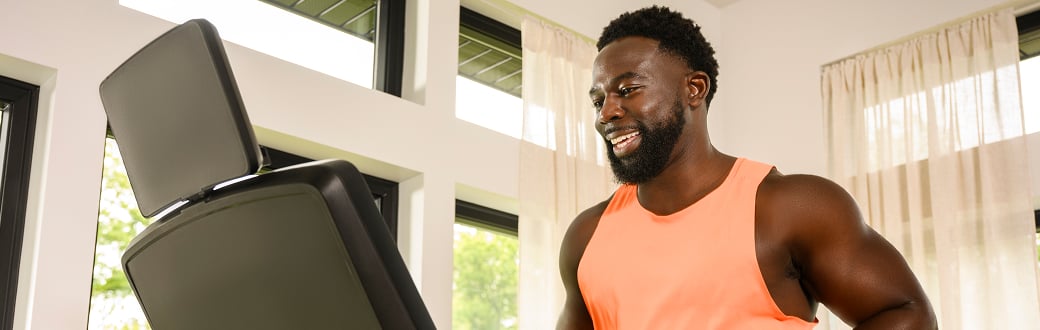Man enjoying a run on a bowflex treadmill