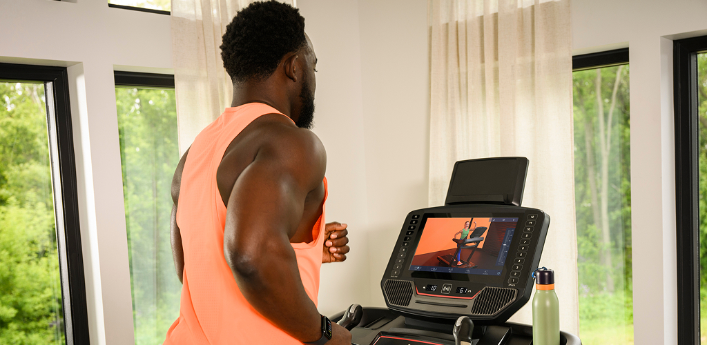 man running on a t16 treadmill
