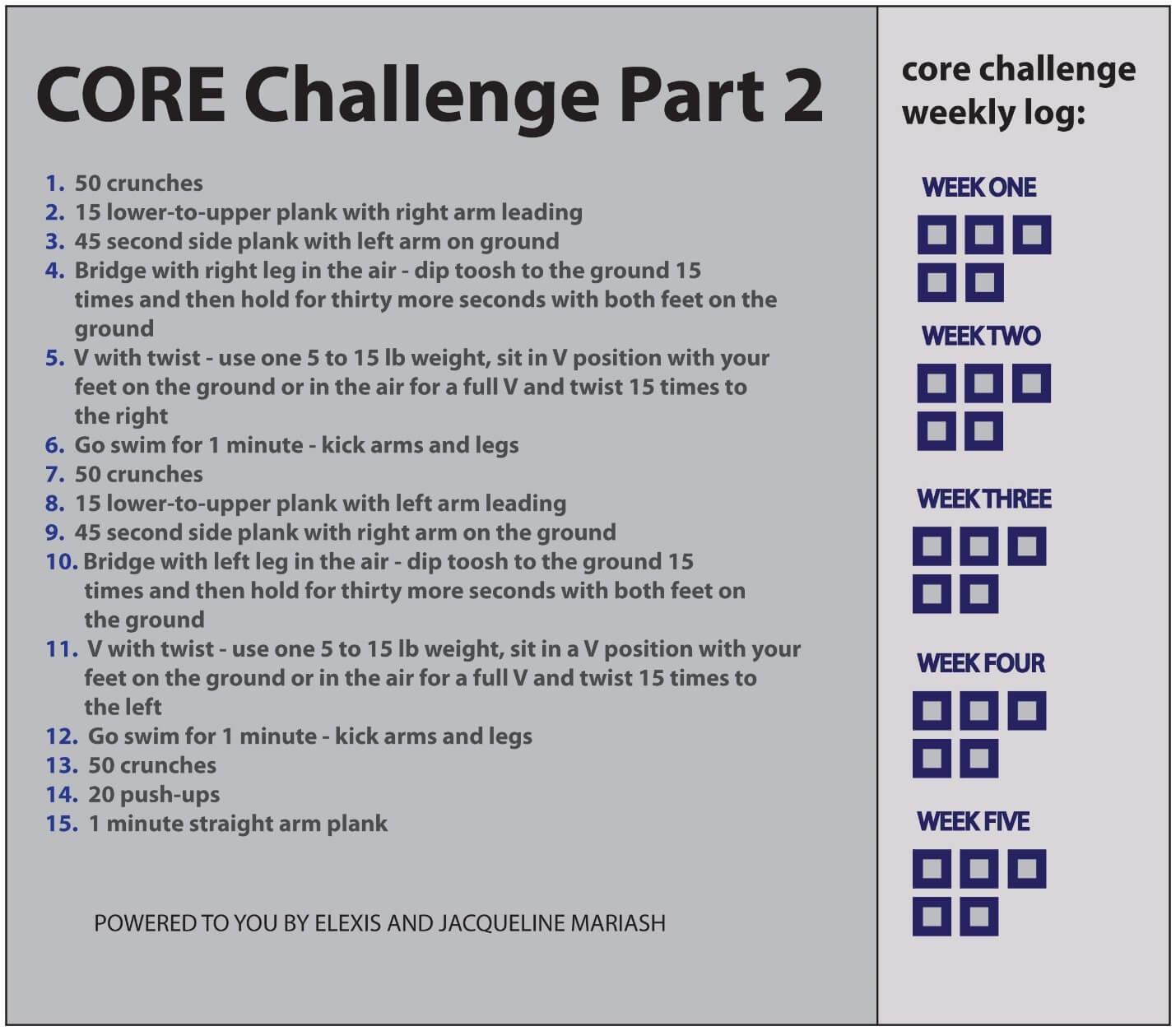 Five Week Core Challenge Infographic