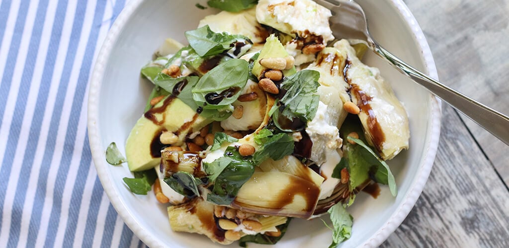 California Tuscan Salad in a serving bowl.