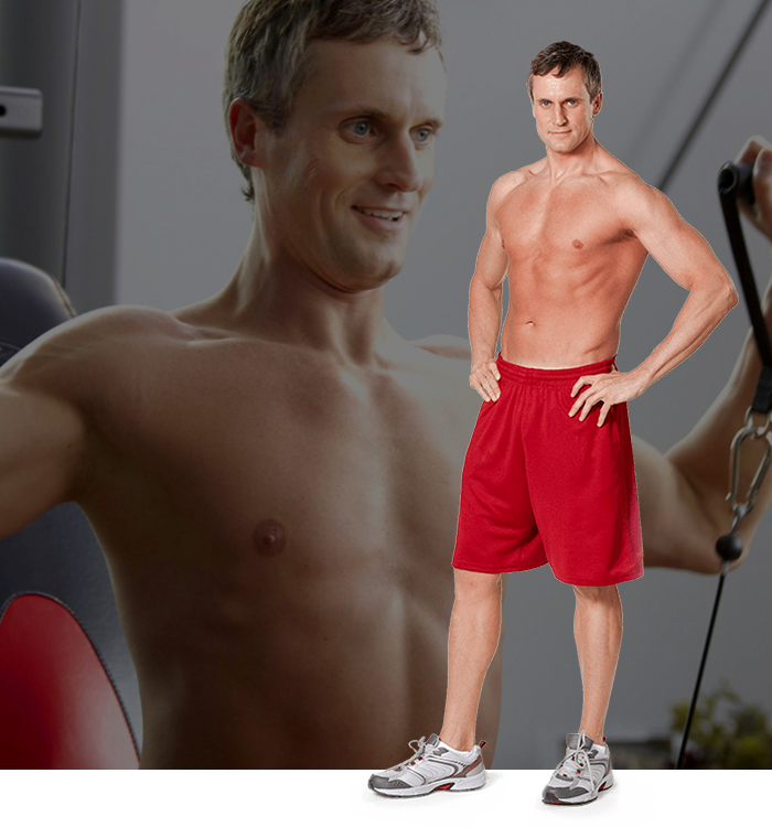 Ron working out on a Bowflex Gym