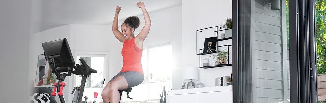 woman on an exercise bike