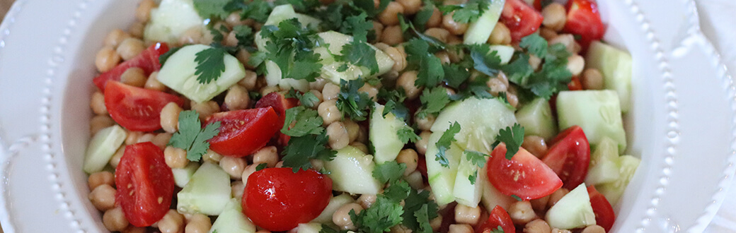 A bowl of carefree chickpea salad